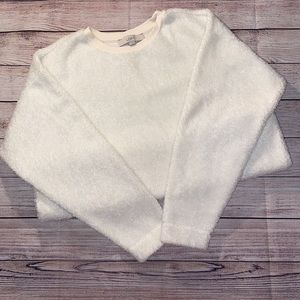 White Loft Pullover Fuzzy Sweatshirt Size Small